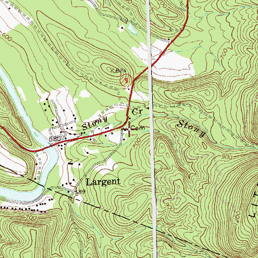 Topographic Map of Enon Cemetery, WV