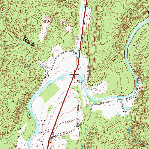 Topographic Map of Fishers Bridge, WV