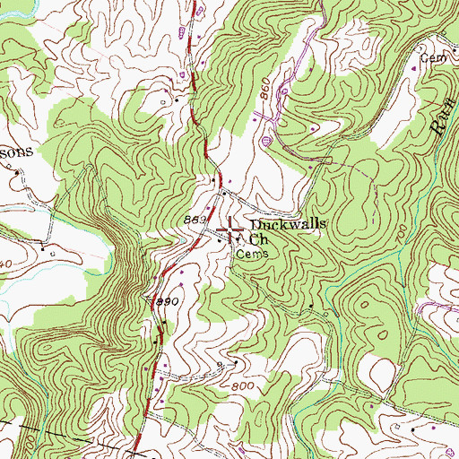 Topographic Map of Highland Ridge Cemetery, WV
