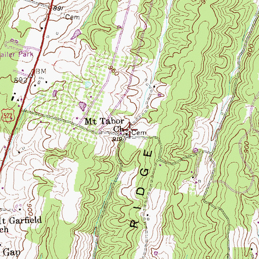 Topographic Map of Mount Tabor Cemetery, WV