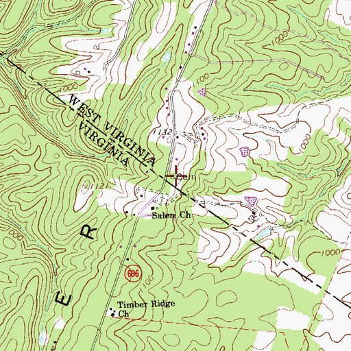 Topographic Map of Salem Cemetery, WV