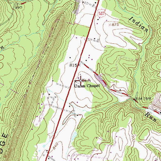 Topographic Map of Union Cemetery, WV