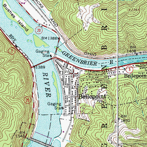 Topographic Map of Bellepoint Baptist Church, WV