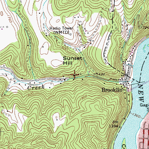 Topographic Map of Brooklyn United Methodist Church, WV