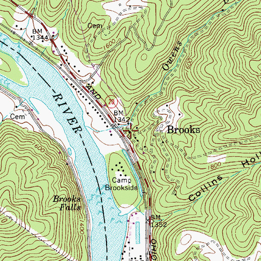 Topographic Map of Brooks Missionary Baptist Church, WV