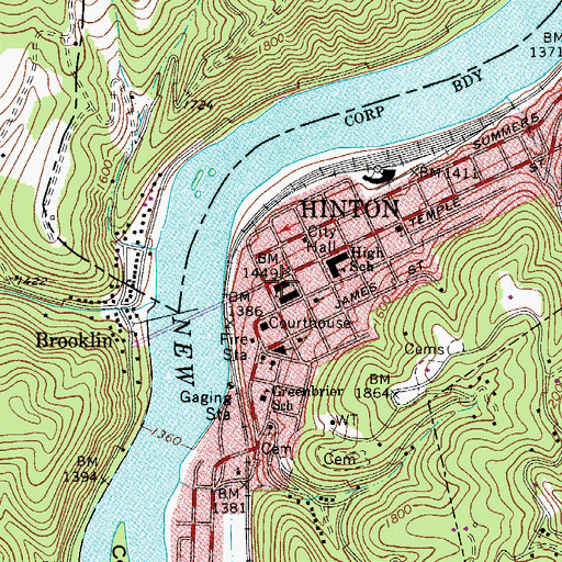 Topographic Map of First Baptist Church, WV