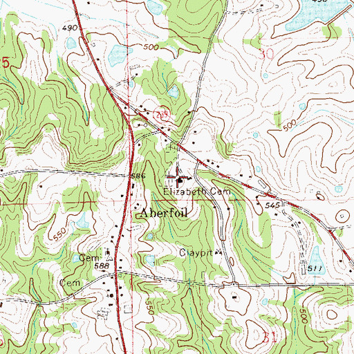 Topographic Map of Elizabeth Baptist Church, AL