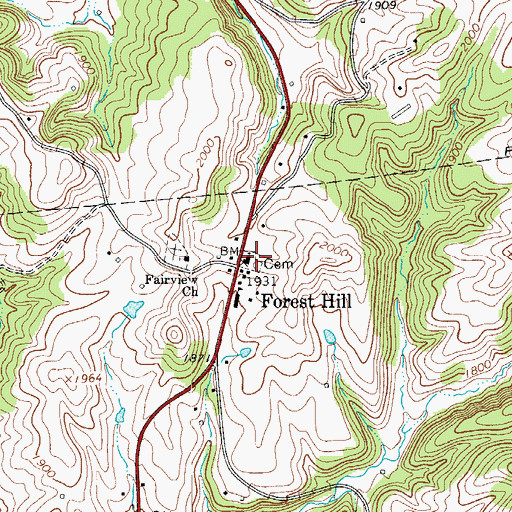 Topographic Map of Forest Hill Methodist Church, WV