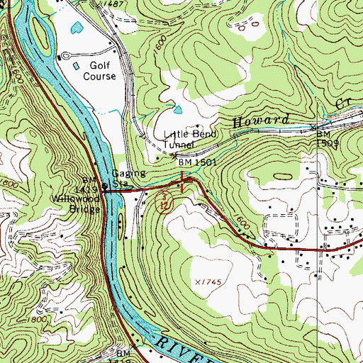 Topographic Map of Howard Creek School (historical), WV