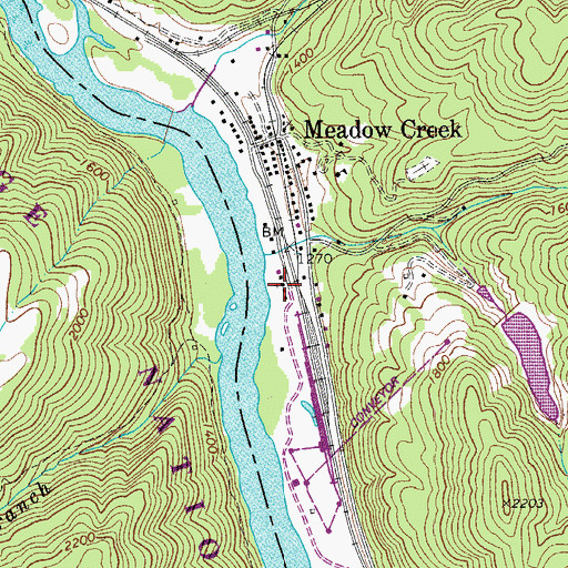 Topographic Map of Meadow Creek Missionary Baptist Church, WV