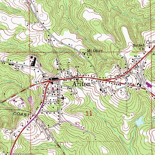 Topographic Map of Ariton United Methodist Church, AL