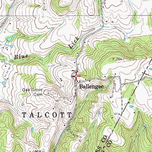 Topographic Map of Oak Grove Methodist Church, WV