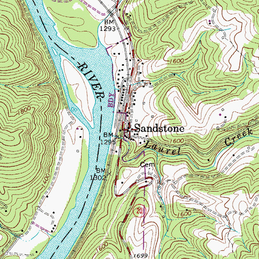 Topographic Map of Sandstone Missionary Baptist Church, WV