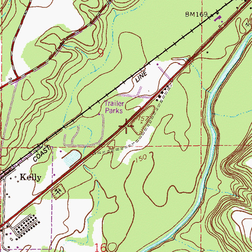 Topographic Map of First Baptist Church of Kelly, AL