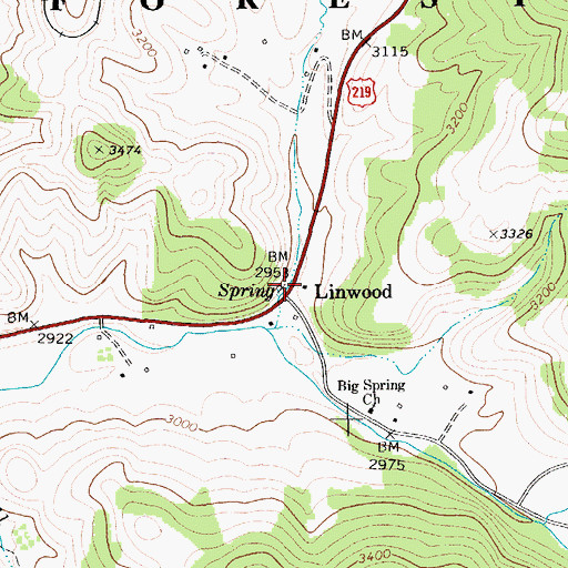 Topographic Map of Big Spring, WV