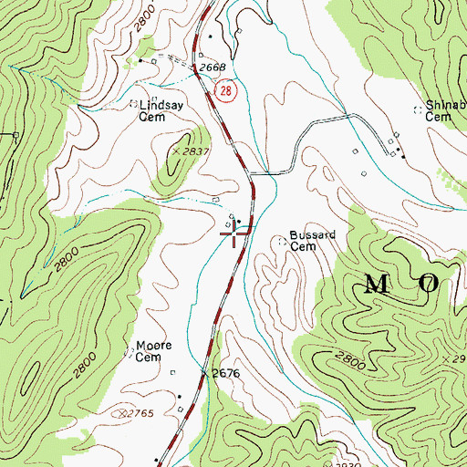 Topographic Map of Chocklett Spring, WV