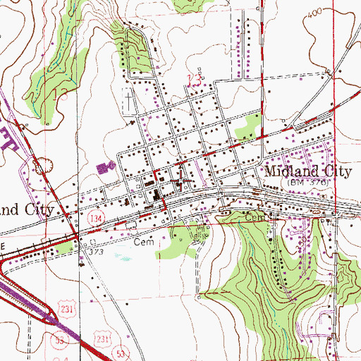 Topographic Map of Midland City Baptist Church, AL