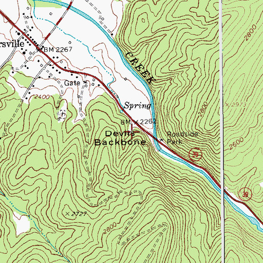 Topographic Map of Fred Moore Spring, WV