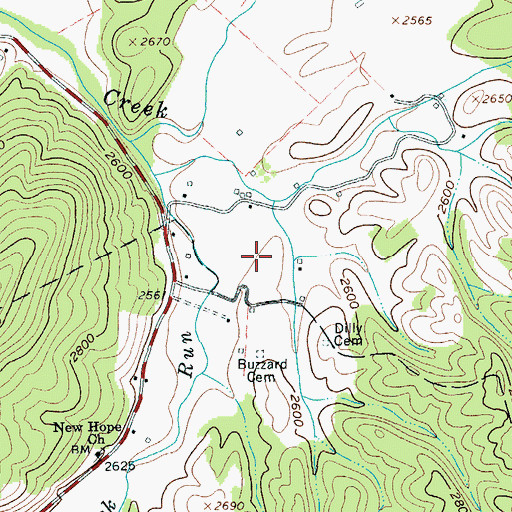 Topographic Map of Garfield Grimes Spring, WV