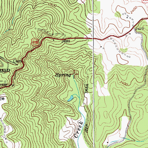 Topographic Map of Locust Creek Spring, WV