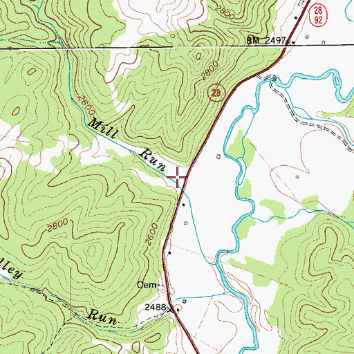 Topographic Map of Mill Run Spring, WV