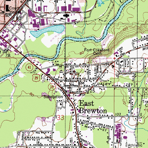 Topographic Map of Brewton Revival Center, AL