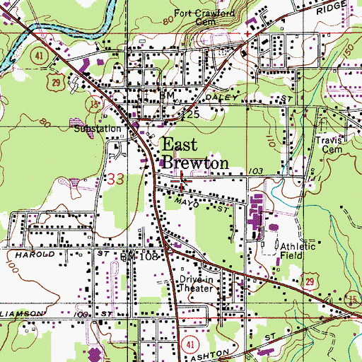Topographic Map of East Brewton Missionary Baptist Church, AL