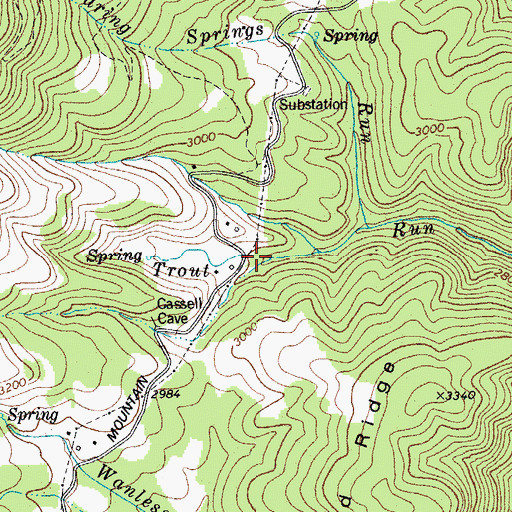Topographic Map of Trout Run Springs, WV