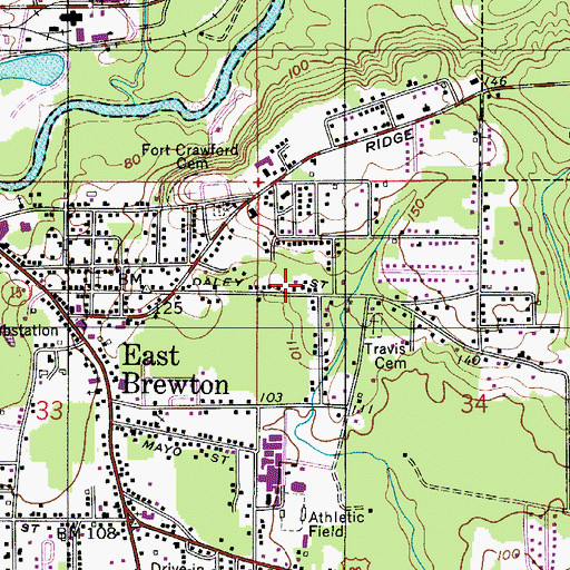 Topographic Map of East Brewton Pentecostal Holiness Church, AL