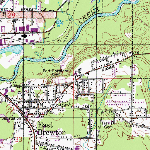 Topographic Map of First Baptist Church of East Brewton, AL