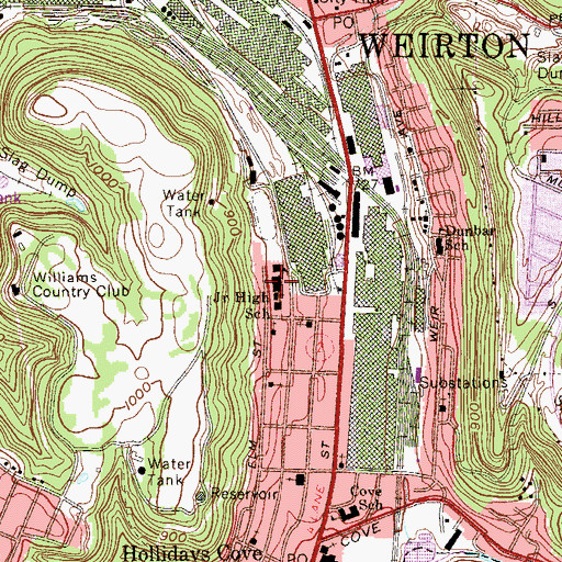 Topographic Map of Central Junior High School (historical), WV