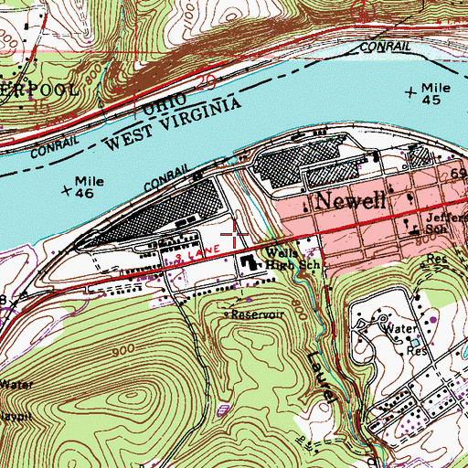 Topographic Map of Clarke Athletic Field, WV