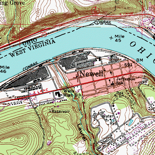 Topographic Map of First Presbyterian Church, WV