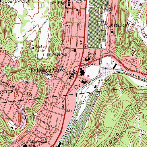 Topographic Map of Hollidays Cove Post Office, WV