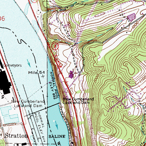 Topographic Map of John D Rockefeller IV Career Center, WV