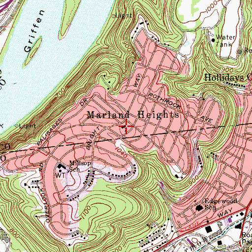 Topographic Map of Marland Heights Elementary School (historical), WV