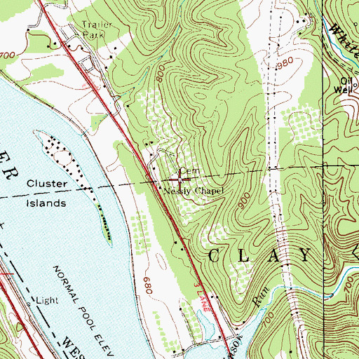Topographic Map of Nessly Chapel Cemetery, WV