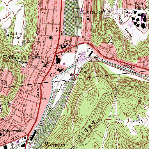 Topographic Map of New Cumberland Junction, WV