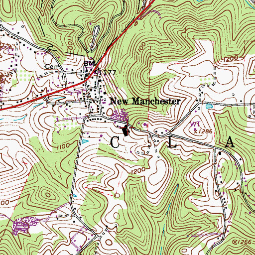Topographic Map of New Manchester Elementary School, WV
