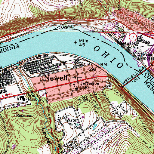 Topographic Map of Newell Nazarene Church, WV