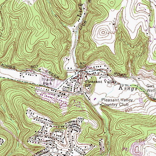 Topographic Map of Pleasant Valley, WV