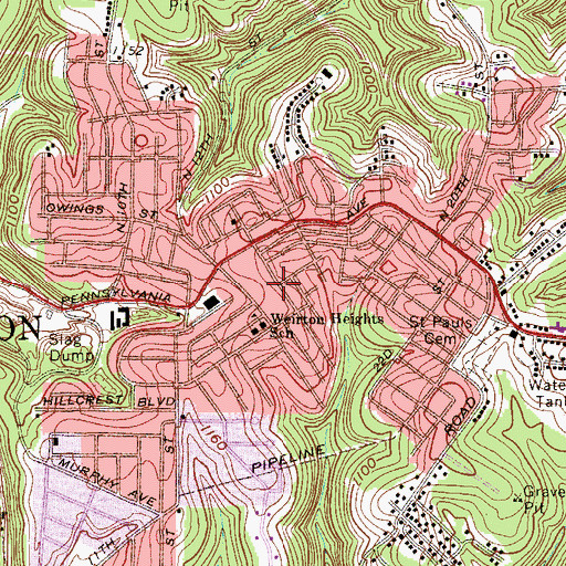 Topographic Map of Vermont Terrace, WV