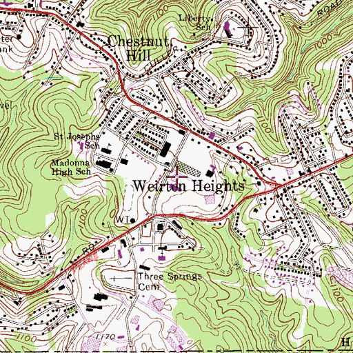 Topographic Map of Weirton Post Office, WV