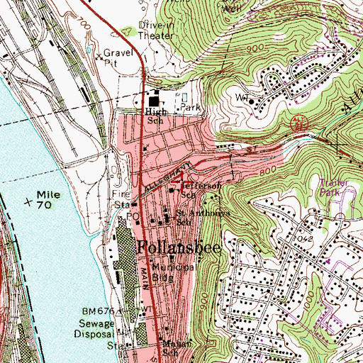 Topographic Map of Allegheny Public School (historical), WV