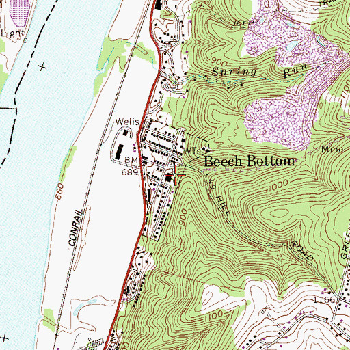 Topographic Map of Beech Bottom Primary School, WV