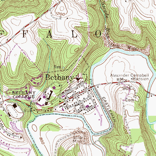 Topographic Map of Bethany Primary School (historical), WV