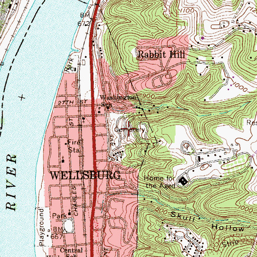 Topographic Map of Brooke Cemetery, WV