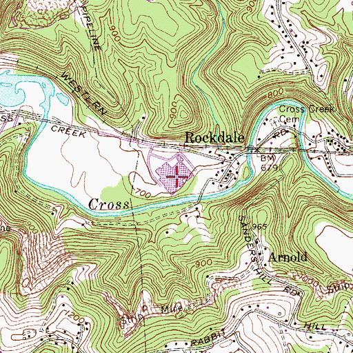 Topographic Map of Brooke High School, WV