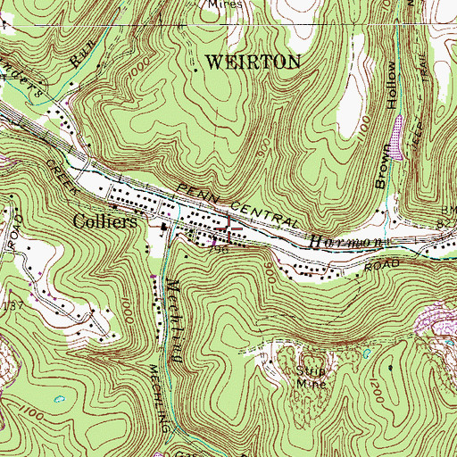 Topographic Map of Colliers Post Office, WV