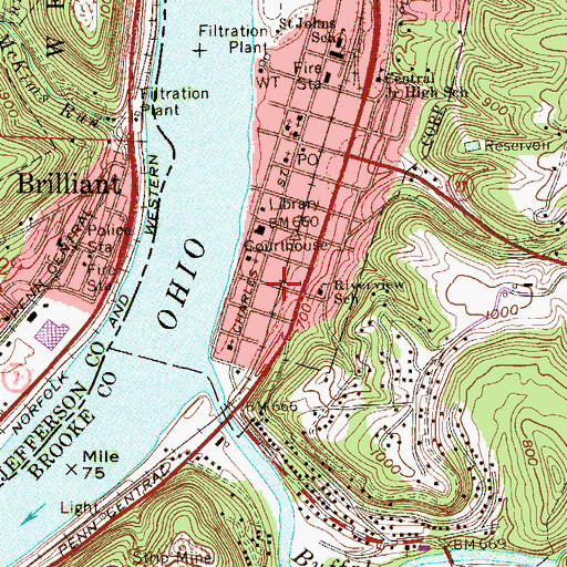 Topographic Map of Dutch Town, WV